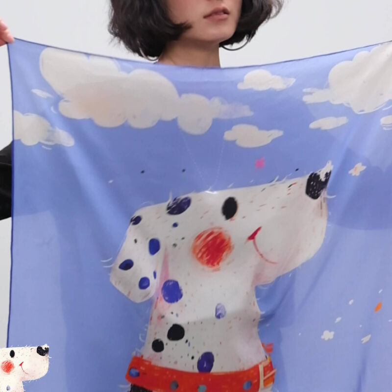 Dalmatian-patterned Double Crepe Hand-rolled Edge Mulberry Silk Scarf