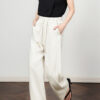 Dark blue and off white thin tencel linen straight wide leg 12