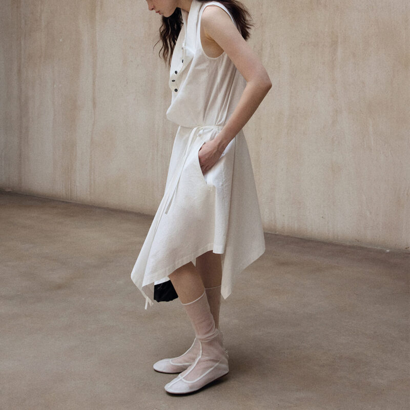 Diagonal Closure Irregular Cowl Neck Dress 10