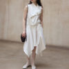 Diagonal Closure Irregular Cowl Neck Dress 11