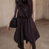 Diagonal Closure Irregular Cowl Neck Dress 4