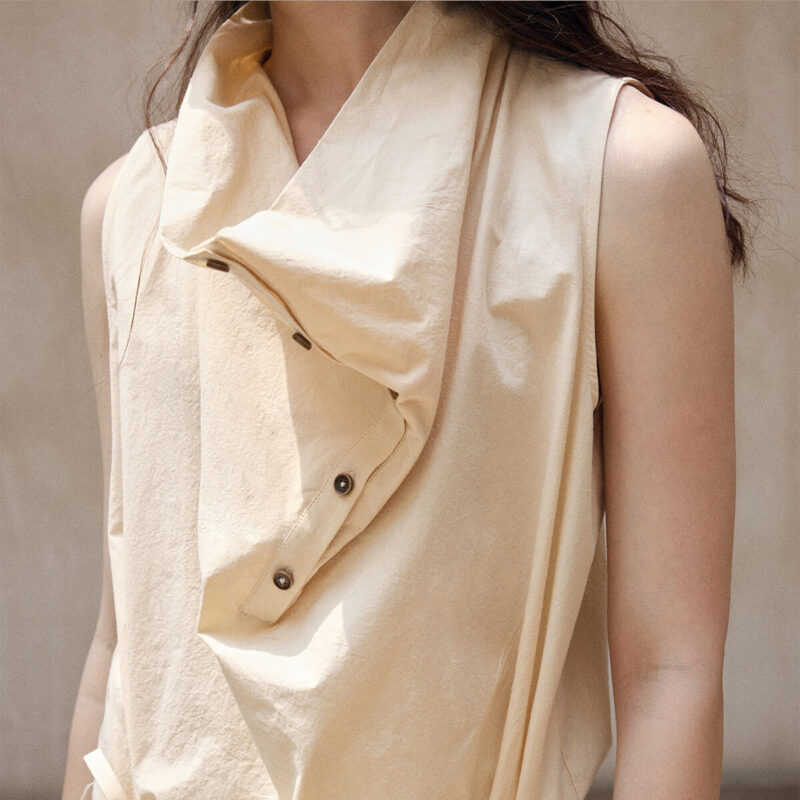 Diagonal Closure Irregular Cowl Neck Dress 5