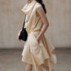 Diagonal Closure Irregular Cowl Neck Dress 6