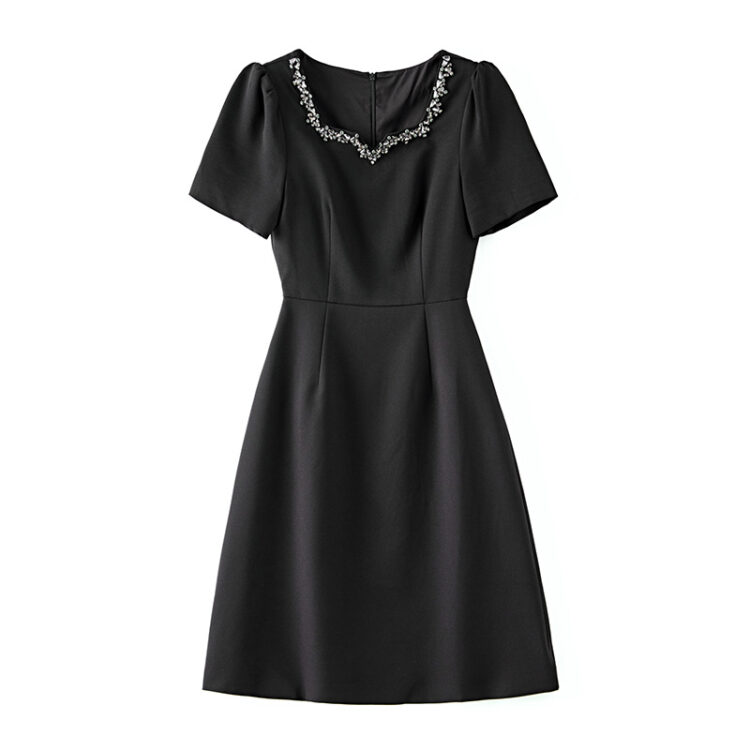 Diamond-studded waist slimming light luxury French commuter dress