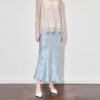 Elegant Acetate Satin Printed Fishtail Skirt