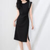 Elegant Diamond-encrusted Flutter-sleeved Figure-hugging Evening Dress