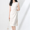 Elegant Diamond-encrusted Flutter-sleeved Figure-hugging Evening Dress