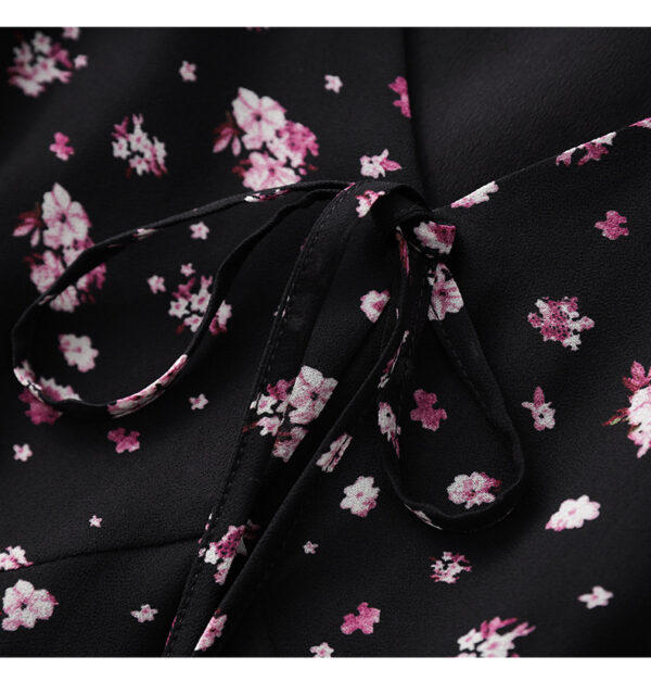 Elegant floral V neck ruffle sleeve dress 4