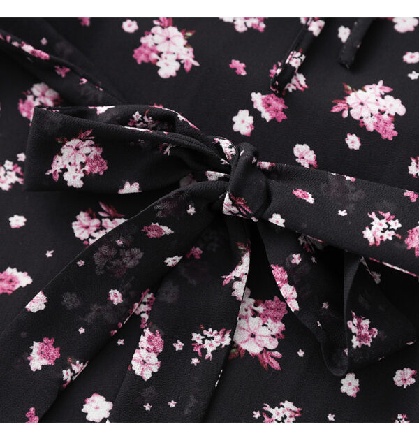 Elegant floral V neck ruffle sleeve dress 9