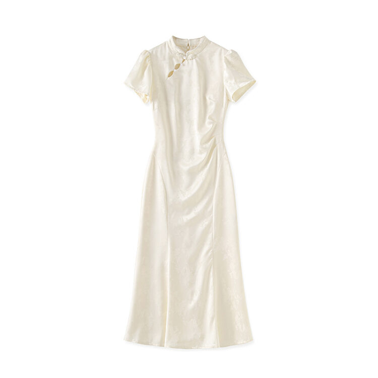Embossed jacquard retro cheongsam dress
