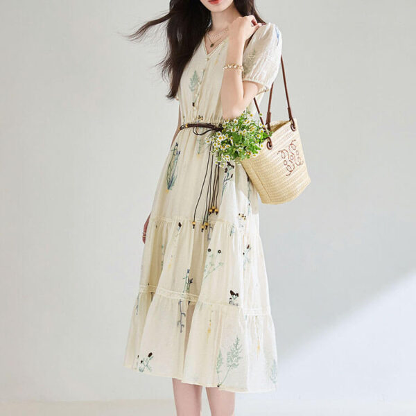 Embroidered Tencel Pleated Dress 2