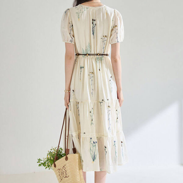 Embroidered Tencel Pleated Dress 3