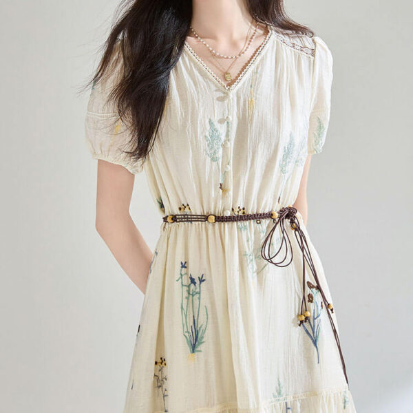 Embroidered Tencel Pleated Dress 5