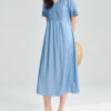 Embroidered V neck Cotton Dress 3