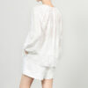 Embroidered long sleeved tie top 1