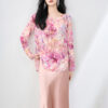 Exquisite Cutwork Georgette Round-neck Shirt