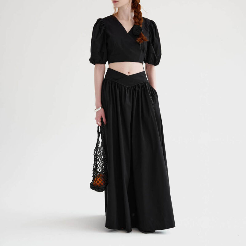 Fashionable Back Tie Long Skirt Two Piece Set