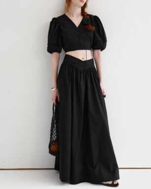 Fashionable Back Tie Long Skirt Two Piece Set