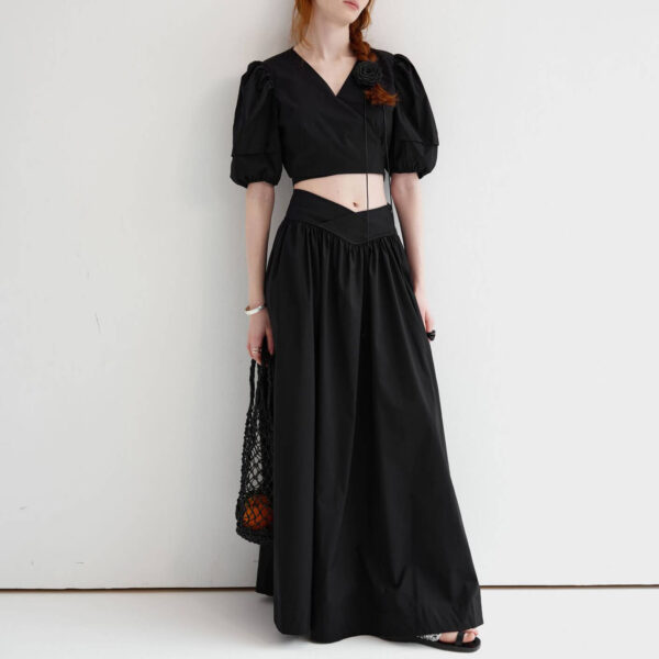 Fashionable Back Tie Long Skirt Two Piece Set