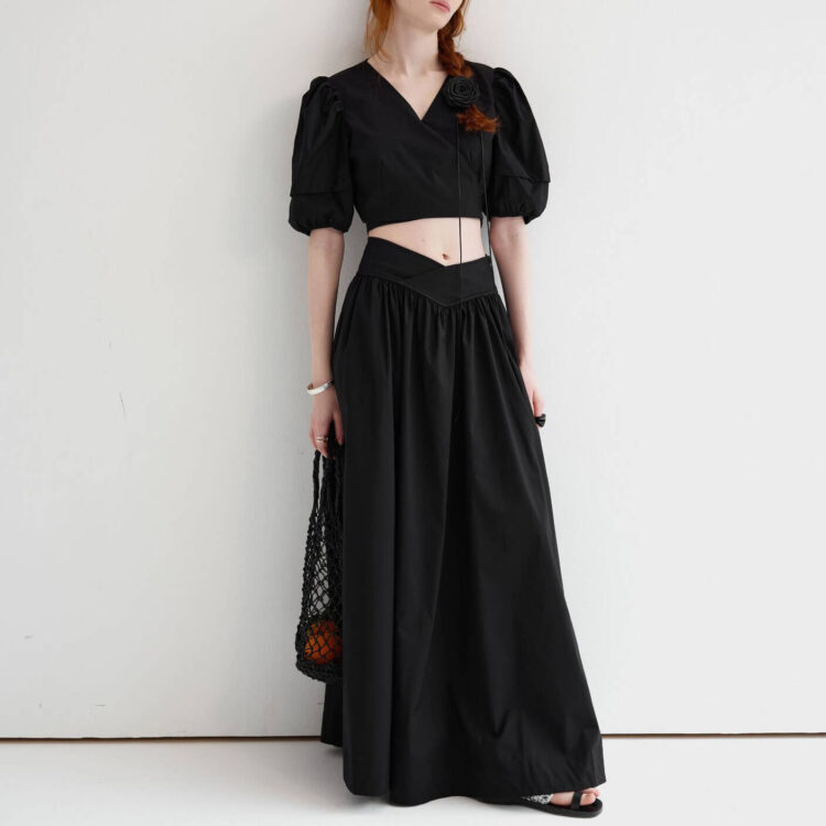 Fashionable Back Tie Long Skirt Two Piece Set