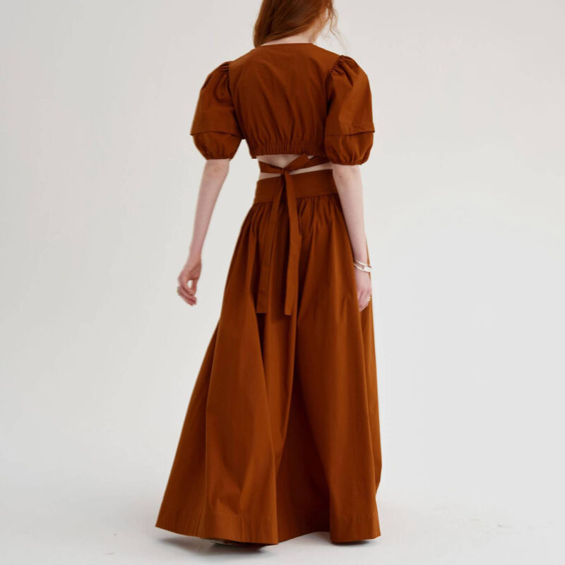 Fashionable Back Tie Long Skirt Two Piece Set