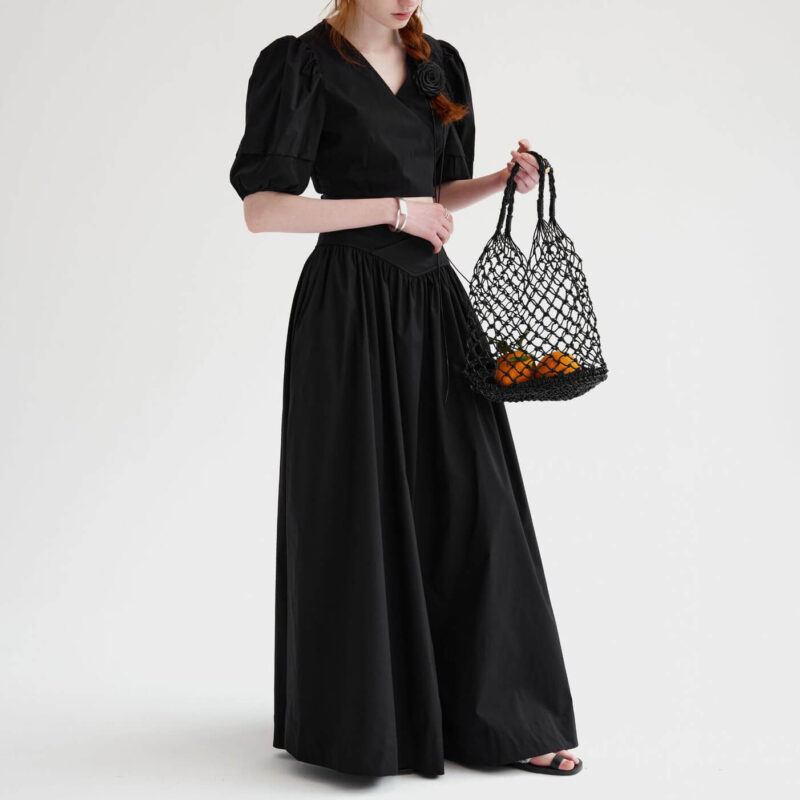 Fashionable Back Tie Long Skirt Two Piece Set
