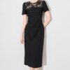 Fashionable black lace splicing slim dress