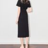 Fashionable black lace splicing slim dress