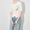 Floral embroidered crew neck cardigan