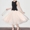 French Beaded Floral Crewneck Color-blocking Spliced ​​Tulle Evening Dress