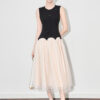 French Beaded Floral Crewneck Color-blocking Spliced ​​Tulle Evening Dress