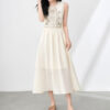 French Embroidery Glass Bead Silk Vacation Vest Dress