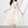French Embroidery Glass Bead Silk Vacation Vest Dress