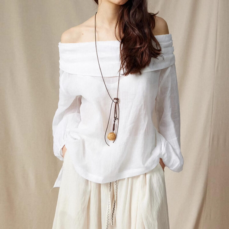 French Ramie Off-Shoulder Top