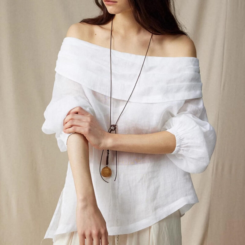 French Ramie Off Shoulder Top 10