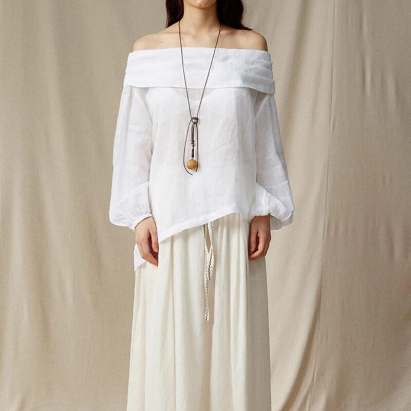 French Ramie Off Shoulder Top 4