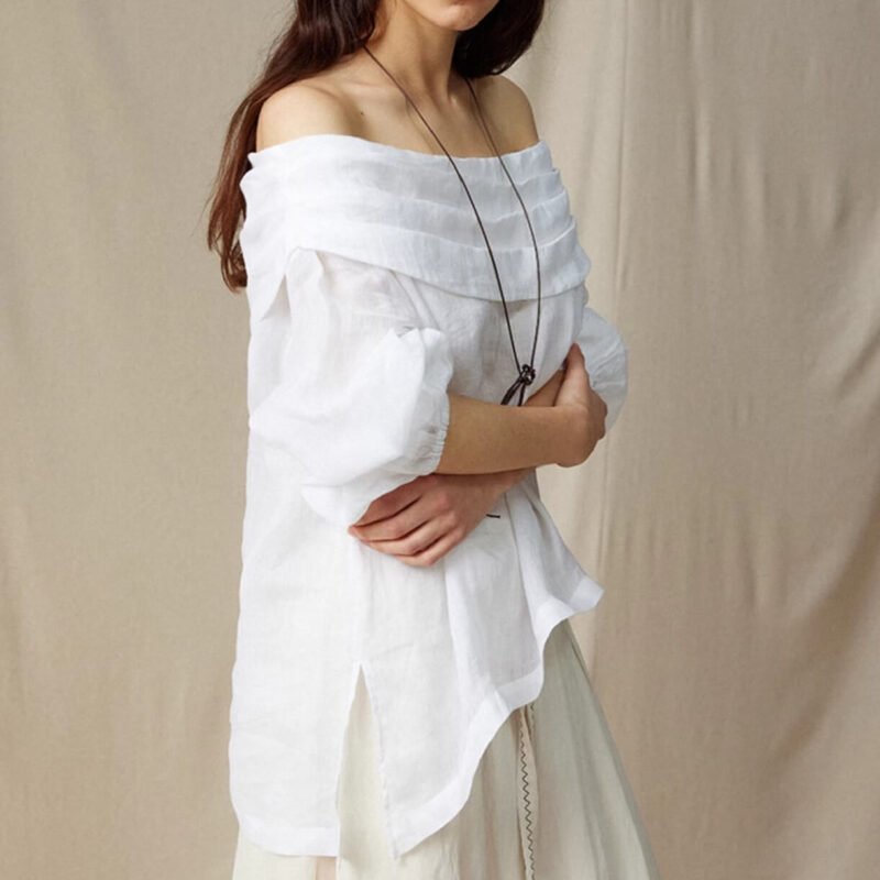 French Ramie Off Shoulder Top 5