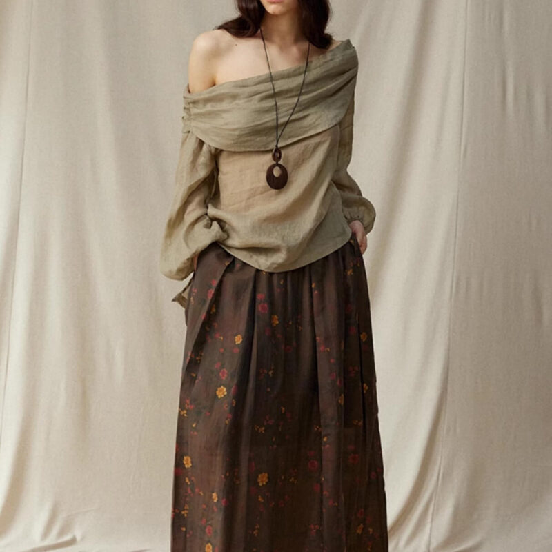 French Ramie Off Shoulder Top 9