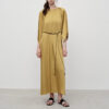 French Style Satin Lazy-style Short Sleeved Side Slit Dress