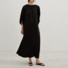 French Style Satin Lazy-style Short Sleeved Side Slit Dress