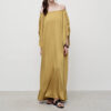 French Style Satin Lazy-style Short Sleeved Side Slit Dress