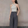 French-style Halter Neck Off-the-shoulder Knitted Camisole