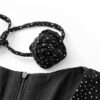 French-style V-neck Polka Dot Retro Flounced-sleeve Waist-cinching Dress