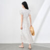 French-style V-neck Polka Dot Retro Flounced-sleeve Waist-cinching Dress