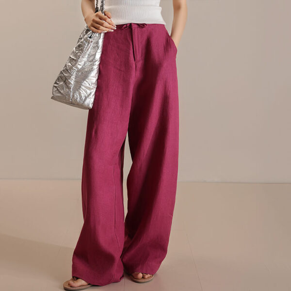 Fuchsia Linen Wide Leg Pants 1