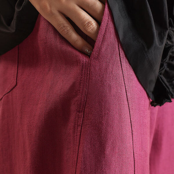 Fuchsia Linen Wide Leg Pants 6