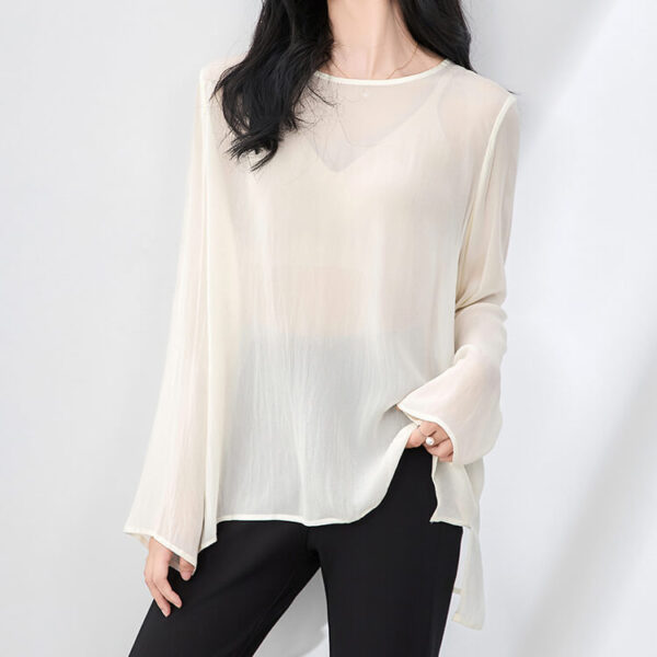 Georgette Chiffon Jacquard Lace Slit Top