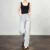 Gray straight leg wide leg jeans with contrasting sides 8
