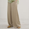 Green Drawstring Satin High-waisted Wide-leg Trousers