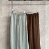 Green Drawstring Satin High-waisted Wide-leg Trousers